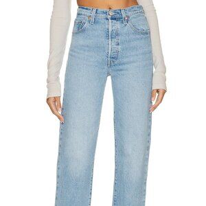Levi's Womens Light Wash Ribcage Straight Full Length Jeans